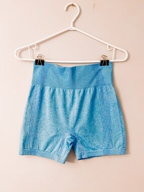 Women’s High-Waist Blue Seamless Workout Shorts